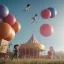 Placeholder: Ultra realistic circus scene. Sweet big hair monster flying. Child’s playing, strong man, smile, happy, color bubbles, smooth color, waist up view, Wes Anderson style, dark ambient, highly detailed, concept art, unreal engine 5, god rays, ray tracing, RTX, lumen lighting, ultra detail, volumetric lighting, 3d, finely drawn, high definition, high resolution.