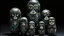 Placeholder: A dark bluish black dark isles filled with gloom designed in Matryoshka dolls painted by Pablo Picasso