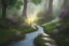 Placeholder:  winding stone path lit river