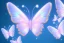 Placeholder:  gold background, rise of five soft transparent blue and pink butterflies