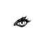 Placeholder: Evil demon eye, black and white, No background, Primitively drawn, minimalistic