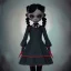 Placeholder: Jenna ortega as wednesday with wednesday addams dress,soft libstick, wednesday addams make up, overknee socks,fantasy art, dramatic lighting, highly detailed oil painting, volumetric lighting