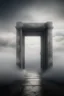 Placeholder: The door to another dimension surrounded with clouds and gray fogs