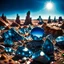 Placeholder: A striking photograh close-up captures a surreal wasteland with group of metaphysical shapes, adorned with minerals and rocks. Bathed in intense light, eerie, giant blue sun, 8k, deep 3d field, nothingness, strong texture, extreme paranoia, hypnotic, Yves Tanguy, colours, rich moody colors, bokeh, 33mm photography