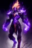 Placeholder: purple flame humanoid lightning demon in armour full body and flaming hair