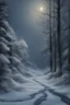 Placeholder: Winter Night, shades of blue, dark, moonlight forest