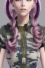 Placeholder: Belle Delphine, military bun hairstyle, mtp camouflage