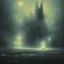 Placeholder: photographic camera in abstract style. fog and smoke in atmosphere. bokeh, lens flare. Dark mood. Dripping paint. oil on canvas, high detailed. beksinski