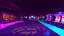 Placeholder: A dark photo of the corners of an 80's aesthetics arcade at night, with a lot of functioning arcade machines, a vaporwave floor and some colorful tiles in between the floor. Purple aesthetics.