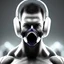 Placeholder: Man, realistic, muscular, front face, mask face, headphones, gym