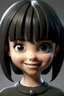 Placeholder: 3D Cute girl perfect cute eyes ,smiley with bob hair ,medium black with bangs