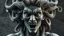 Placeholder: Sinister Medusa with writhing serpent hair, piercing gaze, ancient Greek statue come to life, highly detailed stone texture, dramatic lighting, mythological horror, ultra-realistic render