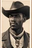 Placeholder: Postcard with a portrait of a Black cowboy from the early 1900s