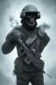 Placeholder: All black Russian soldier, high tech skull special forces helmet, furry helmet, white smoke, dark, rage, sorrow, high definition, ultra 8 k, volumetric lighting, blue fire, fog