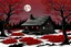 Placeholder: Creepy trees, creepy night, moon, cabin, red flowers, background pc