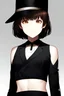 Placeholder: [[extreme stunning photorealistic anime girl Oppenheimer J. Robert]] :: [[photorealistic brown eyes, brown short hair, head and shoulders portrait, grey background colors, neutral expression, wearing black and grey business suit, black hat, 8k resolution photorealistic portrait by Yoshiyuki Sadamoto, Kentaro Miura, Naoki Urasawa, lighting, hyperdetailed, intricately detailed]]
