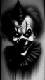 Placeholder: pencil drawing of clown, Spooky, scary, halloween, black paper