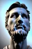 Placeholder: Ultra Realistic image, roman sculpture, luxury white marble material, Lionel Messi, leaves Laurel crown, miguel angel style, chisel style, emperador, waist up portrait, epic, celestial, cinematic lighting, God light, god rays, 4k resolution, smooth details, ornate details, soft lighting, unreal engine 5, sky background.