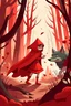 Placeholder: Crear una imagen del cuento de caperucita roja, que represente el momento donde caperucita se encuentra con el lobo en el bosque, con el estilo de caricaturas