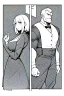 Placeholder: man follow girl, line arts, greyscale