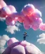 Placeholder: Ultra realistic clouds sky scene, wide angle, medium shot view, portrait, sweet Childs, free jumping flying, trinkets, monster hair, jelly beans, balls, smile, happy, Peter Pan style, inflatable color clothing, extreme, wind, clouds sea, 20,000 feet altitude, stratosphere, soft color, highly detailed, unreal engine 5, ray tracing, RTX, lumen lighting, ultra detail, volumetric lighting, 3d, finely drawn, high definition, high resolution.