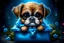 Placeholder: A Stunning kawaii cute fluffy boxer puppy sitting in blue gift box, in the style of Puffy Gator, Beautiful Big Eyes, Apofiss, Ailah, Kikariz, 8K, HD, Fairy, Hyper Detailed, Cinematic Atmosphere, intricate details, Digital Painting, Realistic