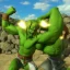 Placeholder: link in zelda fighting the hulk, realistic photo