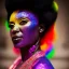 Placeholder: older man, fourty years old, masterpiece, best quality, family of three, ebony skinned, sparkling eyes, fluorescent skin, colorful makeup, afro, highly detailed body, afrofuturism, scifi, sun light, 4K, RAW, depth of field, high contrast, realistic details, 24mm