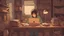 Placeholder: A girl sitting at a desk using her laptop, surrounded by books and papers, listening to lo-fi hip hop music on her headphones. She has a relaxed expression on her face and is wearing comfortable clothes. The room is dimly lit, with a lamp on the desk providing the only source of light. Outside the window, it's raining softly, cute cat sleeping on the window.
