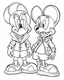 Placeholder: outline art for Mickey Mouse With Donald Duck And Goofy To Color coloring page, Japanese manga style, cartoon style, cute face, white background sketch style, full body is a must, only use outline, clean line art, no shadow, bold outline