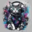 Placeholder: Illustrative sketch of cat in music with headphones, full body, ultra quality, hyper detailed, graffiti, concept art, maximalism, 8k