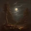 Placeholder: oil painting on canvas of the moon lightning the forest by Leonardo da Vinci