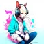 Placeholder: Illustrative sketch of cat Humanoide in music with headphones, full body, ultra quality, hyper detailed, graffiti, concept art, maximalism, 8k