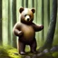 Placeholder: a little bear is dancing in the forest, healthy bear, sound eys, two healthy legs, two healthy feet, two healthy arms, two healthy hands, two healthy ears, naturalistic, realistic, style Michael Bond