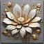 Placeholder: white and gold flower painting on a gray background, in the style of graceful sculptures, loose paint application, rustic materiality, pure color, 32k uhd, michael page, meticulous design --ar 73:112 --stylize 750