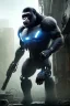 Placeholder: Cybernetic Robot Gorilla, post-apocalyptic in a cyberpunk city, realistic, intriacte detail, sci-fi fantasy style, volumetric lighting, particales,highly detailed,cinamatic, deep