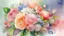 Placeholder: watercolour effect illustration, Illustrate the vibrant colors and textures of banquet delicate and elegant essence of a wedding bouquet, High quality 8k