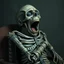 Placeholder: a decrepit mummy leaned over in a chair, mouth open, eyes closed