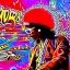 Placeholder: a realistic picture of Jimi Hendrix at a turntable with headphones on being a DJ, vivid color, with sunglasses, psychedelic trippy art, with UFOs in the background