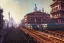 Placeholder: close up train+Elevated train+corner Venice building+Italian sea village +alphonse mucha, greg rutkowski,matte painting, cryengine, hyper detailed, felix kelly, fantasy art, seb mckinnon