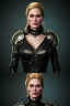 Placeholder: Cersei Lannister as evil queen in black leather coat, busty, cleavage, voluptuous, lena headay, angry, stern look. character design by cory loftis, fenghua zhong, ryohei hase, ismail inceoglu and ruan jia. unreal engine 5, artistic lighting, highly detailed, photorealistic, fantasy