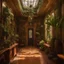 Placeholder: a hallway with a lot of plants and a lot of windows and doors on the side of it and a lot of plants on the floor, Enguerrand Quarton, maximalism, fantastically gaudy, a flemish Baroque