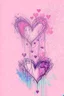Placeholder: Hearts abstract wet watercolour in the style of Agnes Cecile with thin sketchy pencil lines
