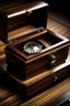 Placeholder: Generate an image of a Key Bey Berk watch box that exudes classic elegance. Emphasize the rich, dark wood finish with a glossy sheen. Ensure the box is well-lit to showcase the details of the wood grain.
