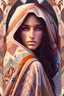 Placeholder: a beautiful young spanish woman wrapped in a blanket, native american style, full body, elegant, highly detailed, digital painting, artstation, concept art, smooth, sharp focus, illustration, alphonse mucha, 4K, photography, photorealistic, detailed illustration pastel tetradic colors, cute and quirky, hand-drawn, digital painting, soft lighting, isometric style, retro aesthetic, 4K resolution, photorealistic rendering, as painted in the style of Mark Maggiori