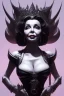 Placeholder: Joan Collins as evil queen in black leather, leather, busty, cleavage, angry, stern look. character design by cory loftis, fenghua zhong, ryohei hase, ismail inceoglu and ruan jia. unreal engine 5, artistic lighting, highly detailed, photorealistic, fantasy