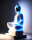 Placeholder: translucent glass alabaster Buddha sculpture, backlight, very emotional, welcoming, love, luminescence, sculpture, photograph, studio lighting, product photography, figurine, unreal engine, cryengine, ambient occlusion