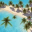 Placeholder: 9. Generate an image of a sun-soaked beach with palm trees and crystal-clear water