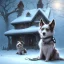 Placeholder: SAD, SCARED, LONELY DOG TIED on a leash outside in front of a house, WINTER, 8k resolution, high-quality, fine-detail, intricate, digital art, detailed matte, volumetric lighting, illustration, 3D octane render, brian froud, howard lyon, selina french, anna dittmann, annie stokes, lisa parker, greg rutowski