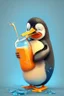 Placeholder: Cartoon character penguin drinking juices
